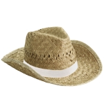 Chapeau de paille personnalisé de ton clair pour la plage Indiana couleur blanc