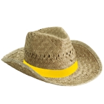 Chapeau de paille personnalisé de ton clair pour la plage Indiana couleur jaune