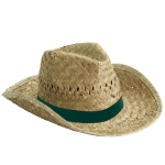 Chapeau de paille personnalisé de ton clair pour la plage Indiana couleur vert