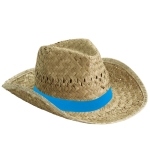 Chapeau de paille personnalisé de ton clair pour la plage Indiana couleur bleu roi