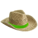Chapeau de paille personnalisé de ton clair pour la plage Indiana couleur vert lime