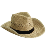 Chapeau de paille promotionnel de ton clair pour la plage couleur naturel vue détail 2