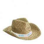 Chapeau de paille promotionnel de ton clair pour la plage couleur naturel avec zone d'impression