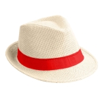 Chapeau moderne, en papier naturel et bord court Rio Clear couleur rouge