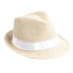 Chapeau moderne, en papier naturel et bord court Rio Clear couleur blanc