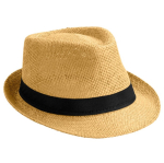 Chapeau moderne, en papier naturel et bord court couleur camel cinquième vue