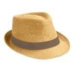 Chapeau moderne en papier de couleur beige à bord court Rio couleur marron