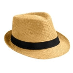 Chapeau moderne en papier de couleur beige à bord court Rio couleur noir