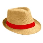 Chapeau moderne en papier de couleur beige à bord court Rio couleur rouge