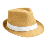Chapeau moderne en papier de couleur beige à bord court Rio couleur blanc