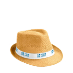 Chapeau moderne en papier de couleur beige à bord court Rio couleur blanc avec zone d'impression