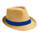 Chapeau moderne en papier de couleur beige à bord court Rio couleur bleu roi