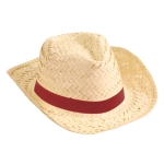 Chapeau de paille pour l'été avec ruban de couleur personnalisé Cancun couleur bordeaux