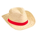 Chapeau de paille pour l'été avec ruban de couleur personnalisé Cancun couleur rouge