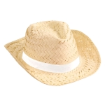 Chapeau de paille pour l'été avec ruban de couleur personnalisé Cancun couleur blanc