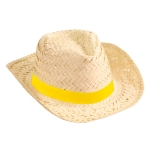 Chapeau de paille pour l'été avec ruban de couleur personnalisé Cancun couleur jaune