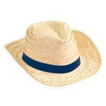 Chapeau de paille pour l'été avec ruban de couleur personnalisé Cancun couleur bleu marine