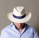 Chapeau de paille pour l'été avec bande colorée couleur naturel deuxième vue