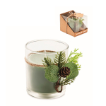 Bougie et bougeoir personnalisé à décoration forestière Forest couleur vert vue avec zone d'impression