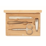 Set de manucure avec quatre outils dans une boîte en bambou Beauty couleur bois cinquième vue
