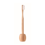 Brosse à dents avec support en bambou pour la promotion Stand couleur bois vue avec zone d'impression