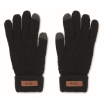 Gants tactiles en RPET avec logo imprimable sur étiquette Winter couleur noir vue principale