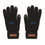Gants tactiles en RPET avec logo imprimable sur étiquette Winter couleur noir vue avec zone d'impression