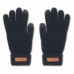 Gants tactiles en RPET avec logo imprimable sur étiquette Winter couleur bleu marine