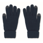 Gants tactiles en RPET avec logo imprimable sur étiquette Winter couleur bleu marine deuxième vue