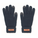 Gants tactiles en RPET avec logo imprimable sur étiquette Winter couleur bleu marine vue avec zone d'impression