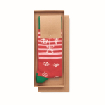 Chaussettes publicitaires à motifs de Noël taille 38-42 Joyful couleur rouge troisième vue
