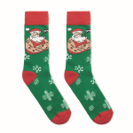 Chaussettes publicitaires à motifs de Noël taille 38-42 Joyful couleur vert deuxième vue