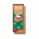Chaussettes publicitaires à motifs de Noël taille 38-42 Joyful couleur vert troisième vue