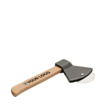 Coupe-pizza en forme de hache pour merchandising Viking vue avec zone d'impression
