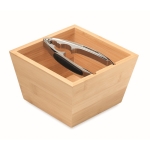 Bol en bambou avec logo et casse-noix métallique incorporé couleur bois