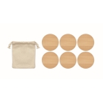 6 sous-verres ronds gravé Bamboo couleur bois deuxième vue