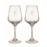 Ensemble de deux verres à vin personnalisés de 200 ml Lot verres Wine vue avec zone d'impression