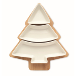 Plateau en bambou et assiettes en céramique sapin Noël Christmas Tree couleur blanc deuxième vue