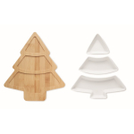 Plateau en bambou et assiettes en céramique sapin Noël Christmas Tree couleur blanc troisième vue