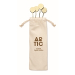 Ensemble d'agitateurs de boissons en acier doré avec logo Cocktail couleur doré vue principale