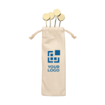 Ensemble d'agitateurs de boissons en acier doré avec logo Cocktail vue avec zone d'impression
