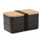 Lunch box double en bambou avec séparateur interne Duo Compact couleur noir