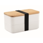 Lunch box double en bambou avec séparateur interne Duo Compact couleur blanc