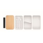 Lunch box double en bambou avec séparateur interne Duo Compact couleur blanc troisième vue