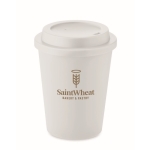 Tasse à emporter personnalisé en PP avec bec verseur 300ml Simple couleur blanc vue principale