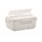 Lunch box en PP à deux niveaux et set de couverts All-in-one couleur blanc deuxième vue