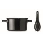 Bol en céramique avec cuillère de style vintage 550ml Antique couleur noir quatrième vue