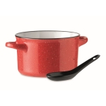 Bol en céramique avec cuillère de style vintage 550ml Antique couleur rouge