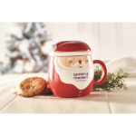 Tasse Père Noël promotionnelle avec couvercle 370ml Happy Santa couleur rouge vue d'ambiance principale