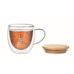 Tasse de style Noël avec couvercle en bambou 220ml Christmas Forest couleur transparent deuxième vue